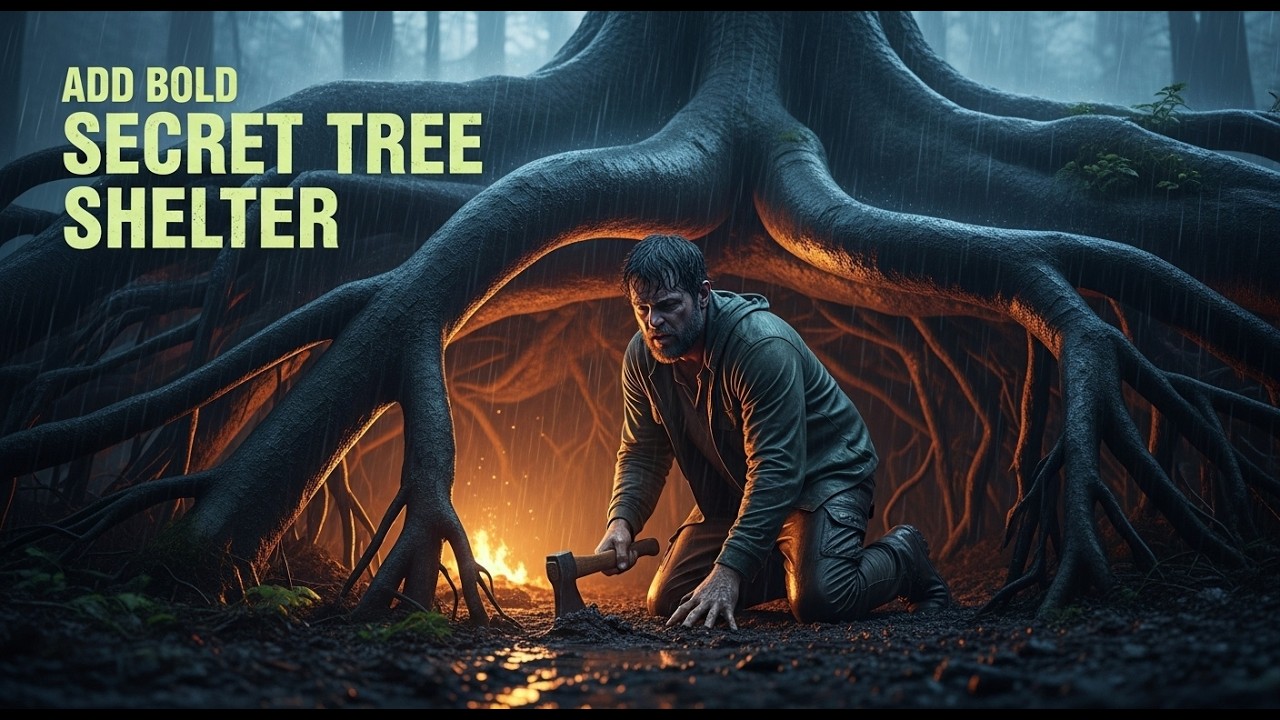 Lost and Soaked, He Builds a Secret Room Beneath the Roots of a Giant Tree