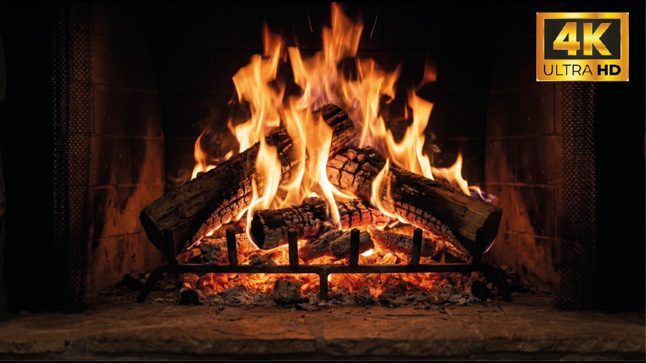 🔥 Realistic Crackling Fireplace 4K UHD Cozy Crackling Ambience for Unwinding and Rest