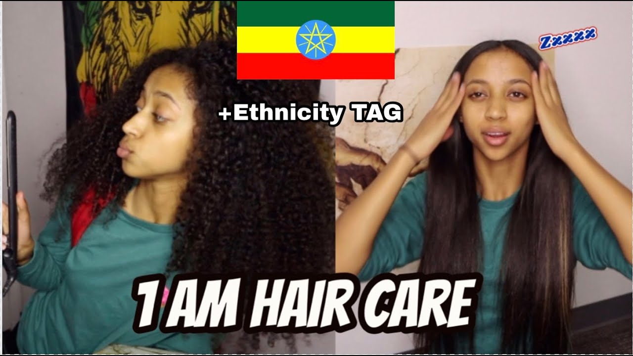 Straightening my NATURAL HAIR  at 1AM + ETHNICITY TAG *Ethiopian*  |** tiredddd**| SARA BEQELE