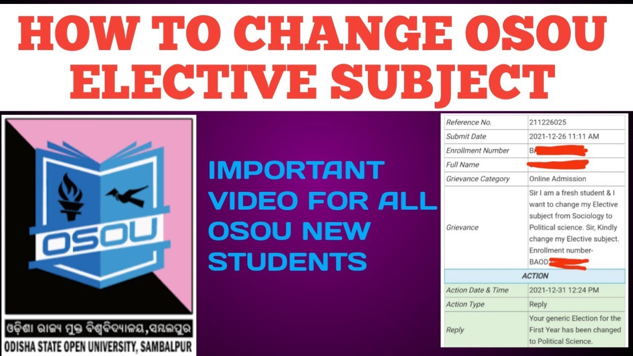 how to change osou elective subject complete details information ! anil education adda! OSOU