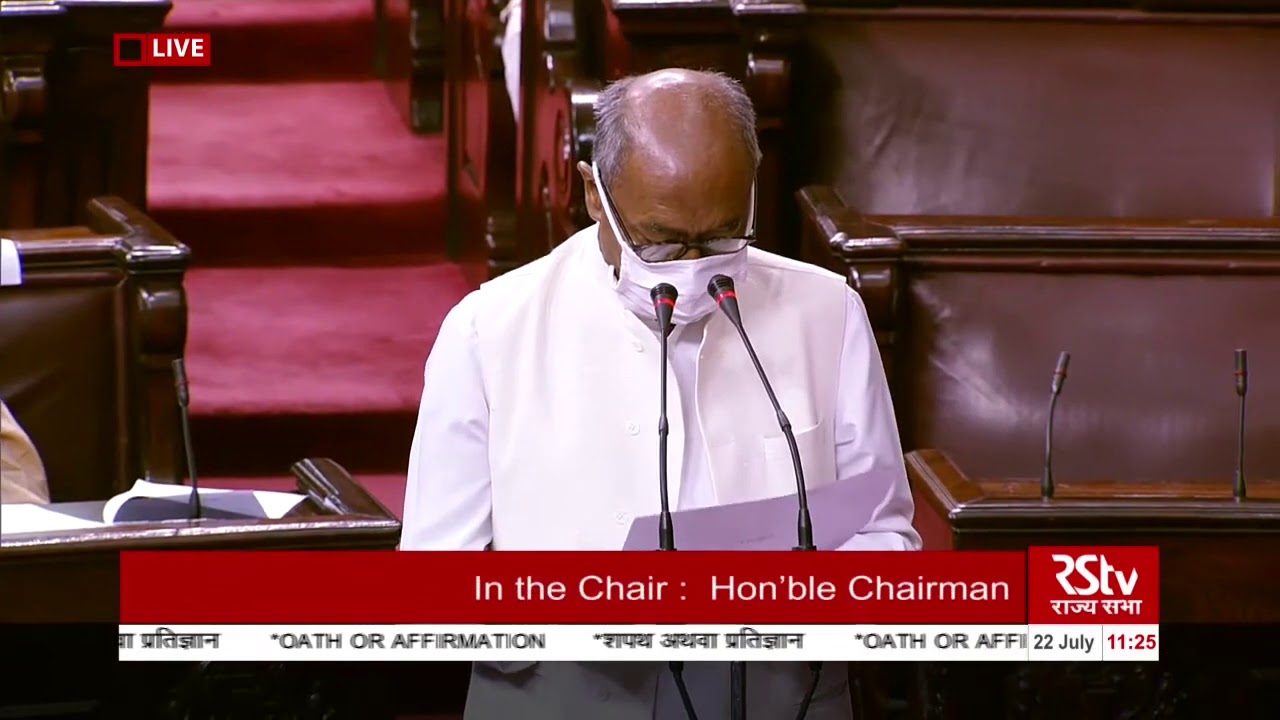 Digvijaya Singh takes oath as Rajya Sabha member from Madhya Pradesh