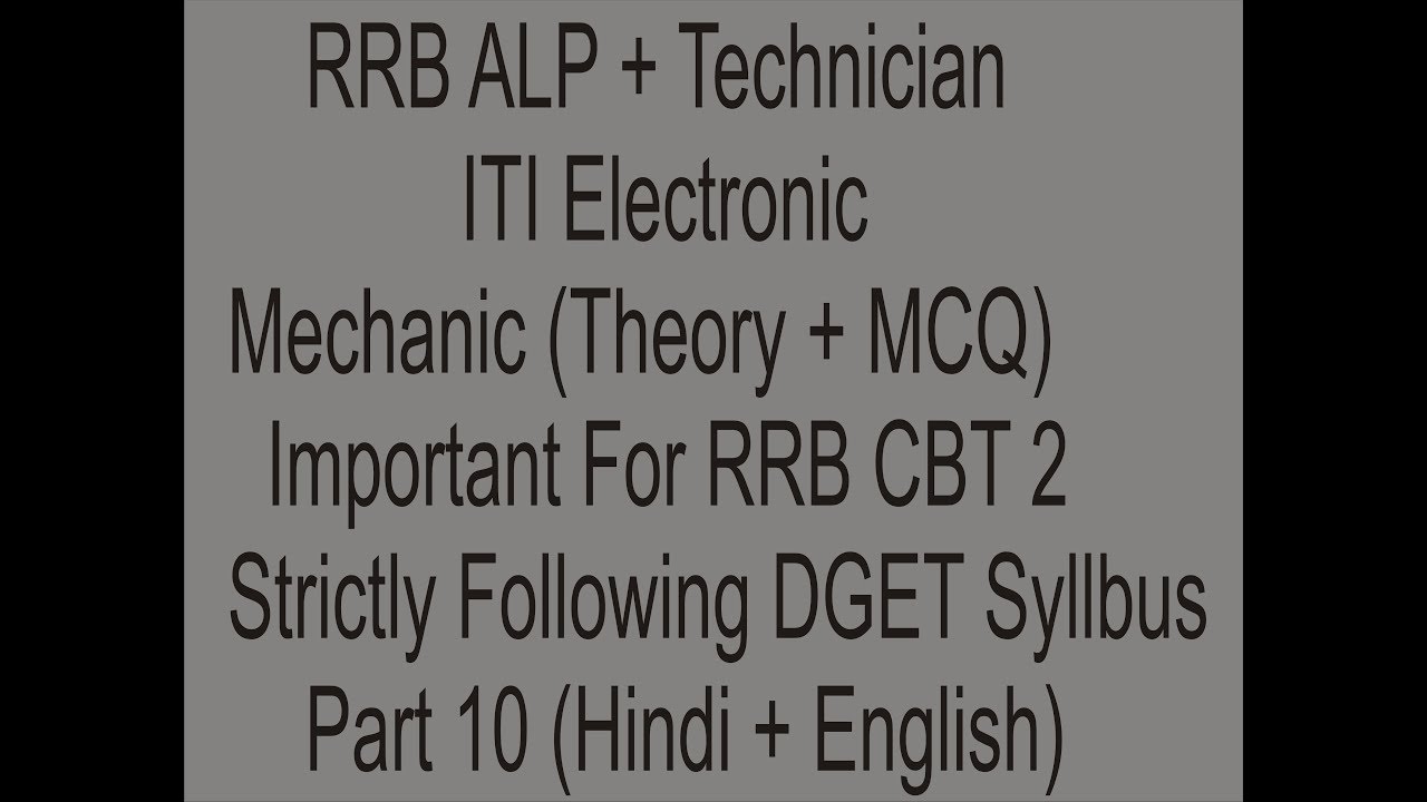 Important MCQ of ITI Electronics Mechanics for ALP and Technician (Part 10)