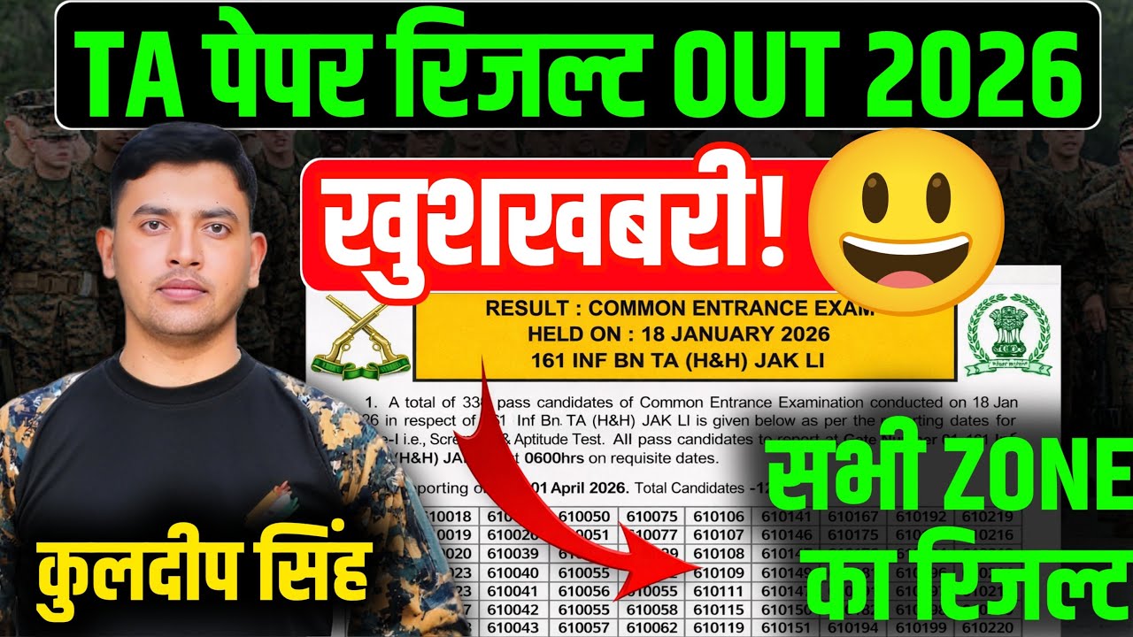 TA Result 2026 || TA Exam 18 Jan Result || TA भर्ती Result || Full Information TA Exam Result