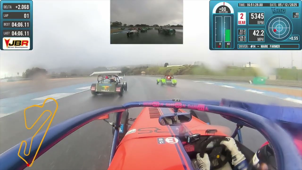Race 1 'Cascais' Caterham Festival 2025. Caterham 420R at Estoril. Wet race onboard with Jon Barnes.