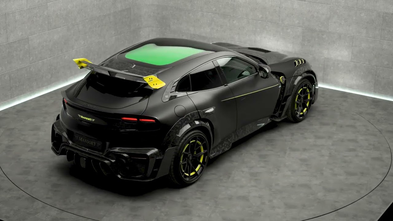 MANSORY PUGNATOR, based on Ferrari Purosangue in all black with yellow details