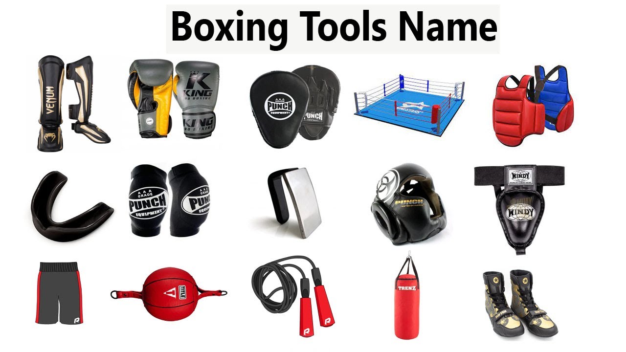 Boxing equipment name list. Boxing tools  Names. List of Boxing Equipment. Punching Bag.