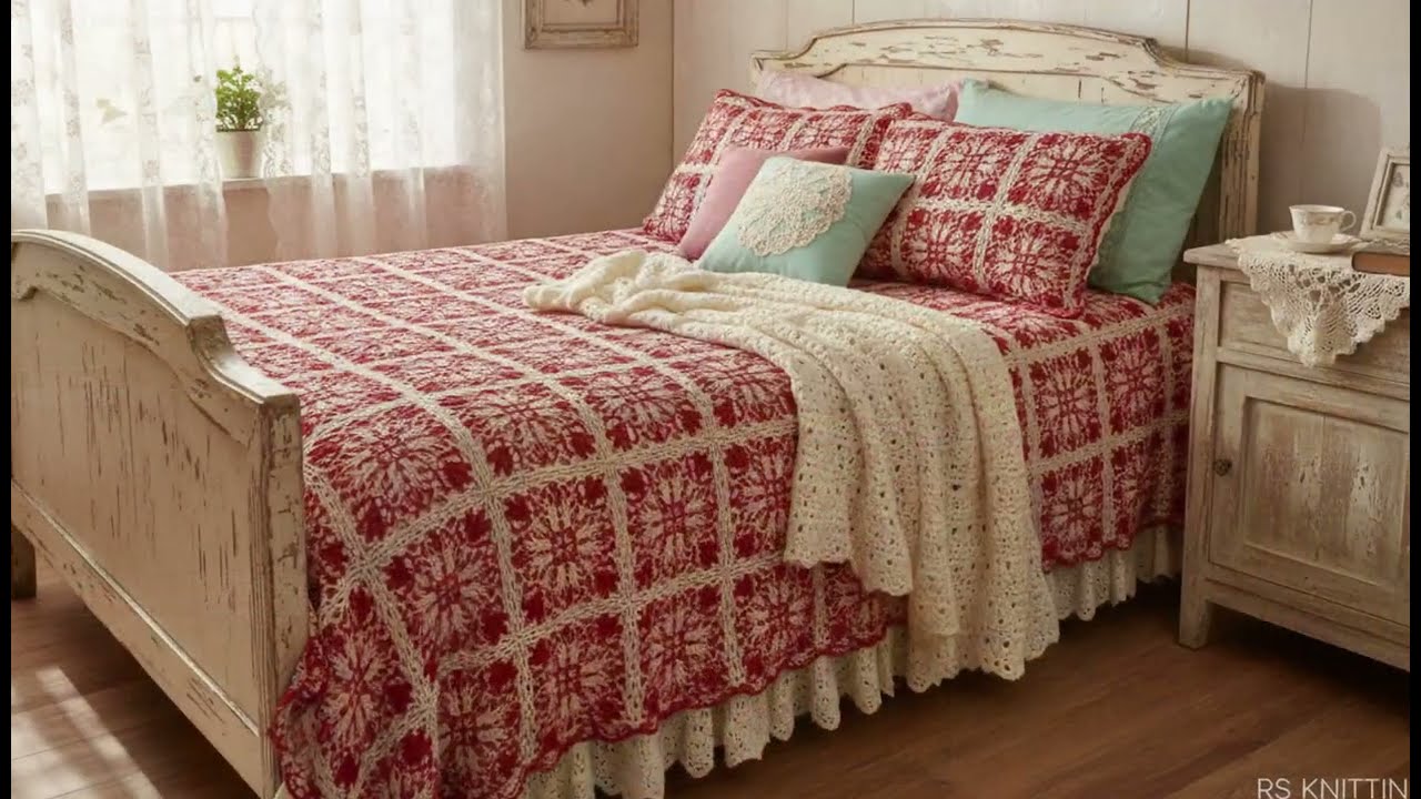 Vintage Farmhouse Crochet Patterns in Red & Cream | DIY Inspiration