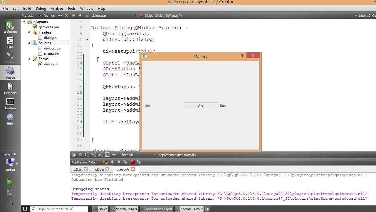 2. Layouts: QVBoxLayout, QHBoxLayout, QFormLayout y QGridLayout en Qt 5 C++