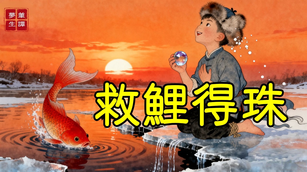 瘦弱繼子被後娘逼冬日下河摸魚，他快凍僵時救下一條困在冰下的紅鯉，紅鯉吐出一顆琉璃珠。從此，寒夜生暖，貧屋生金！#故事#民間傳說#奇遇#報恩#原創故事