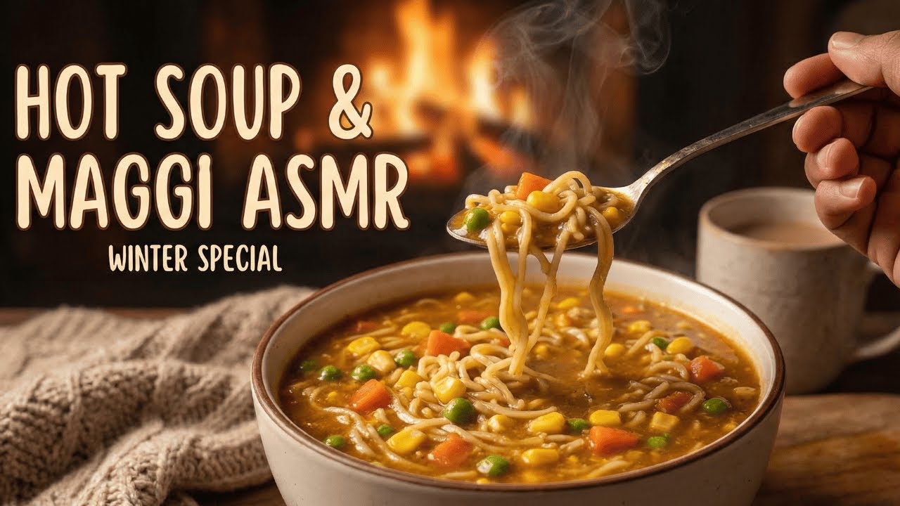SOUP MAGGI ASMR WINTER | HOT SOUP | HOT MAGGI 