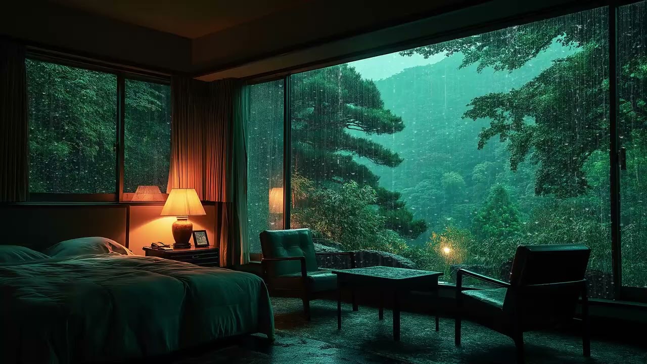 🎧 Quiet Piano in Cozy Room | Rain Outside Window 3 Hours | Study Focus Stress Relief Relax Calm