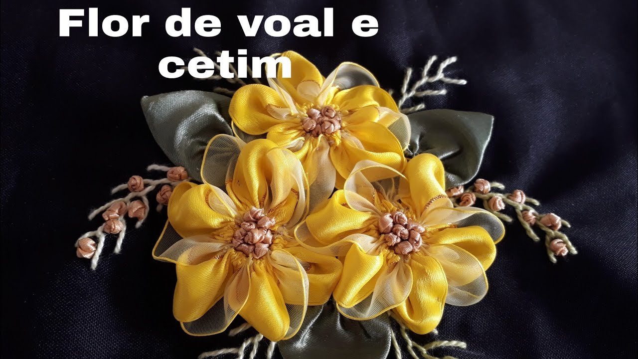 FLOR DE VOAL E CETIM. Aprenda como fazer essa flor com fita de cetim e voal juntas.
Modelo 40