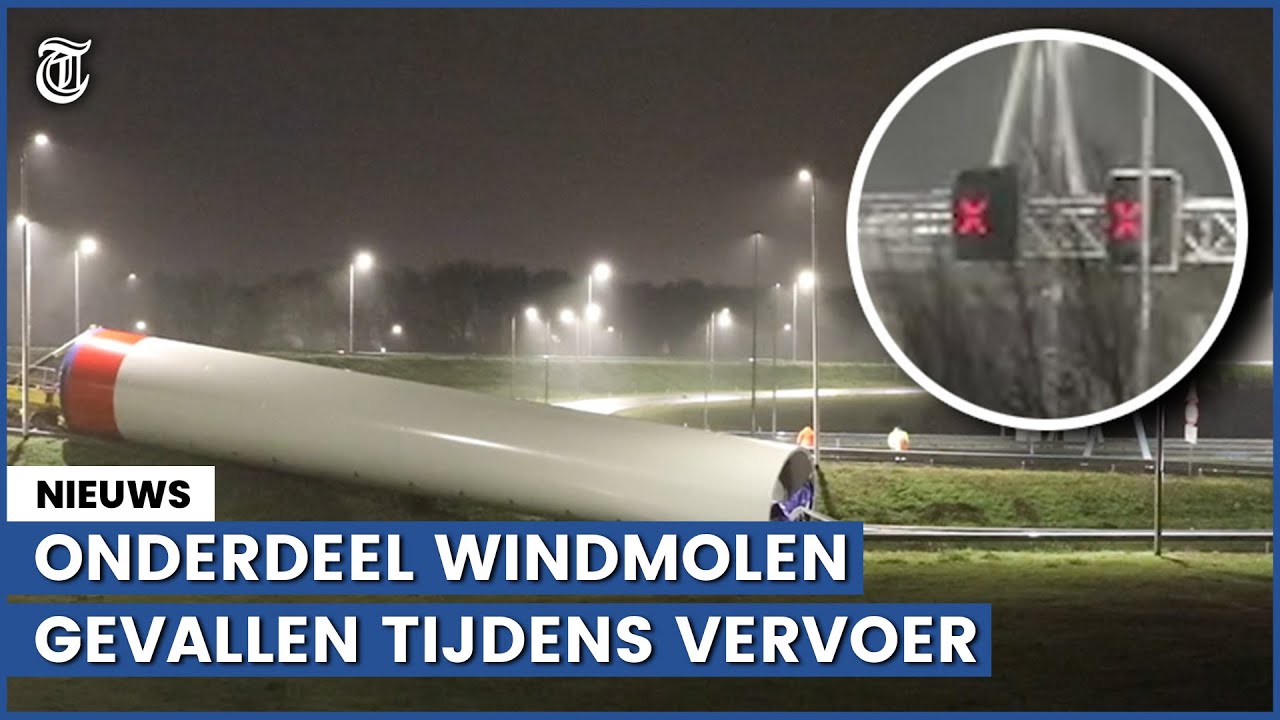 Zien: onderdeel windmolen blokkeert verkeer knooppunt bij A1