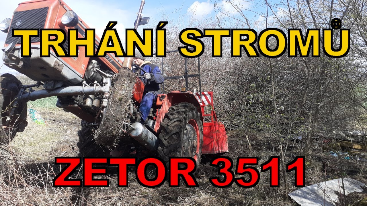 Trhání náletových stromů a křoví traktorem // ZETOR 3511 //