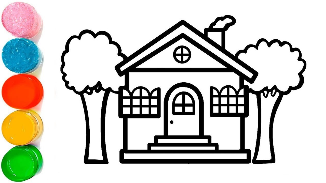 How To Draw A House 🏡 Drawing And Coloring A House With A Garden🏠🌳 Drawings For Kids
