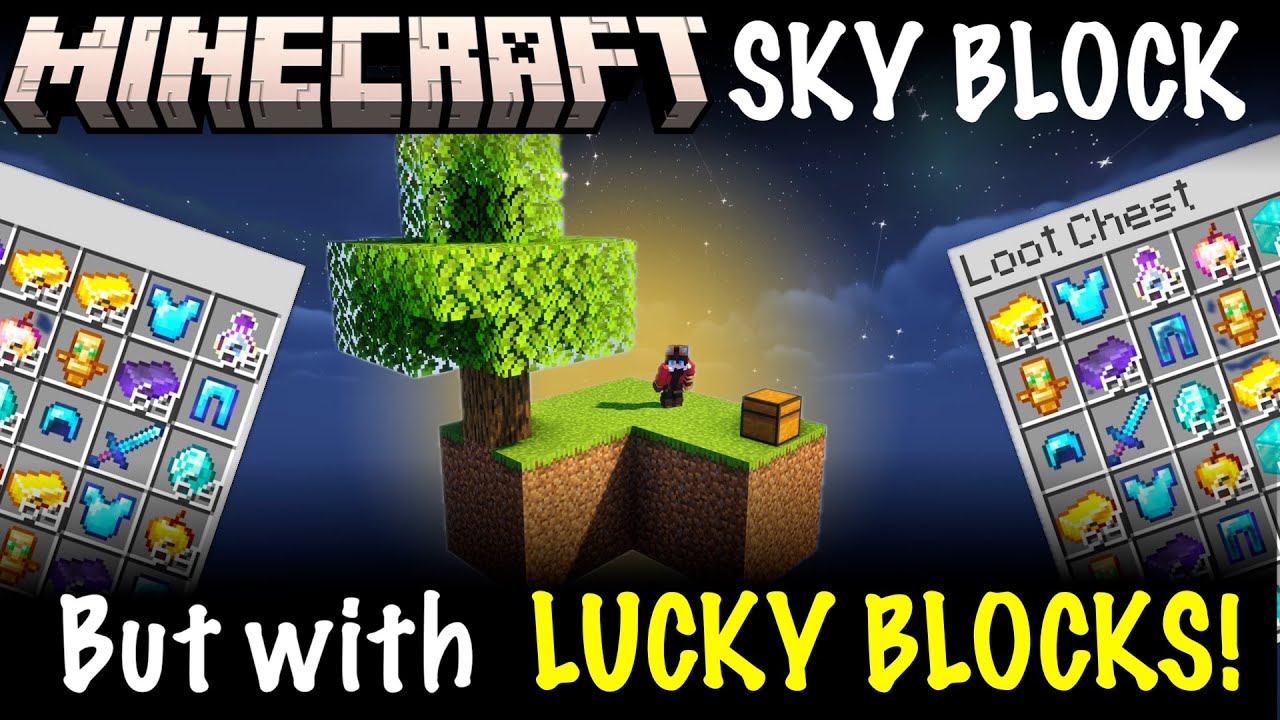 Minecraft sky block except with LUCK BLOCKS!