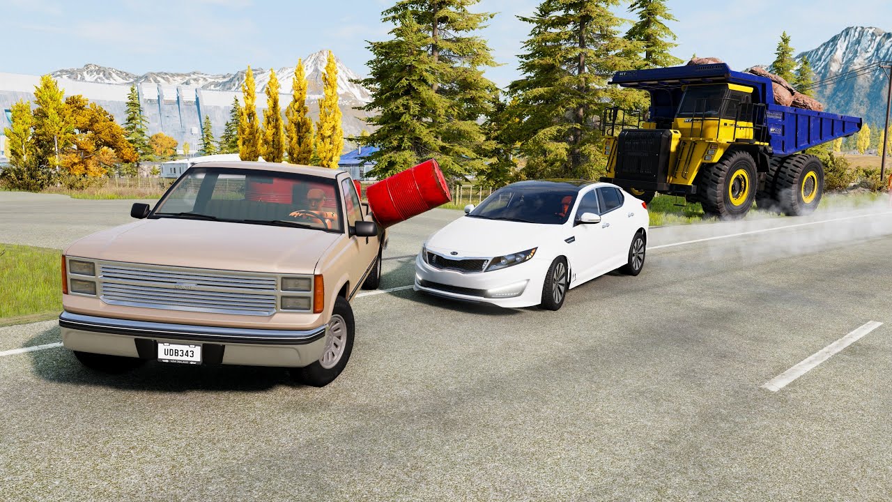 محاكي الحوادث : السيارات ضد البراميل المتفجرة 💥🚙 23# BeamNG drive