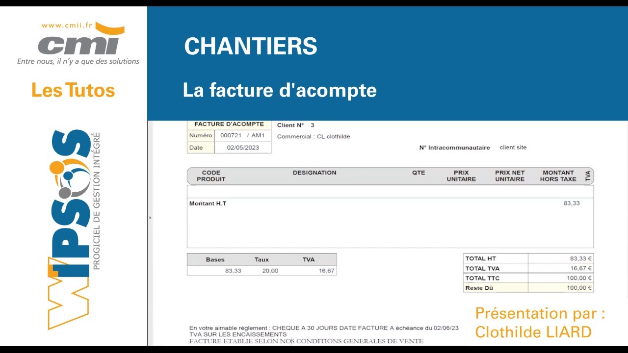 Tuto CHANTIERS - La facture d'acompte