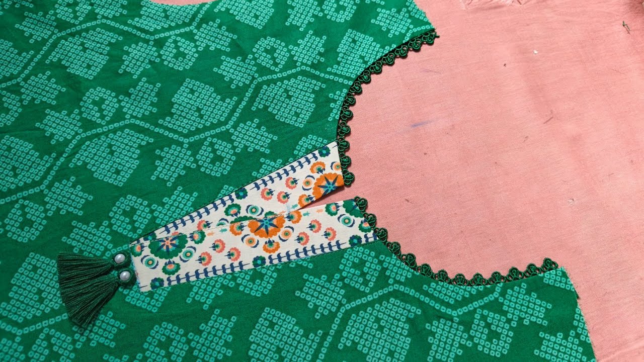 Latest new neck design cutting and stitching with lace||new neck design cutting and stitching