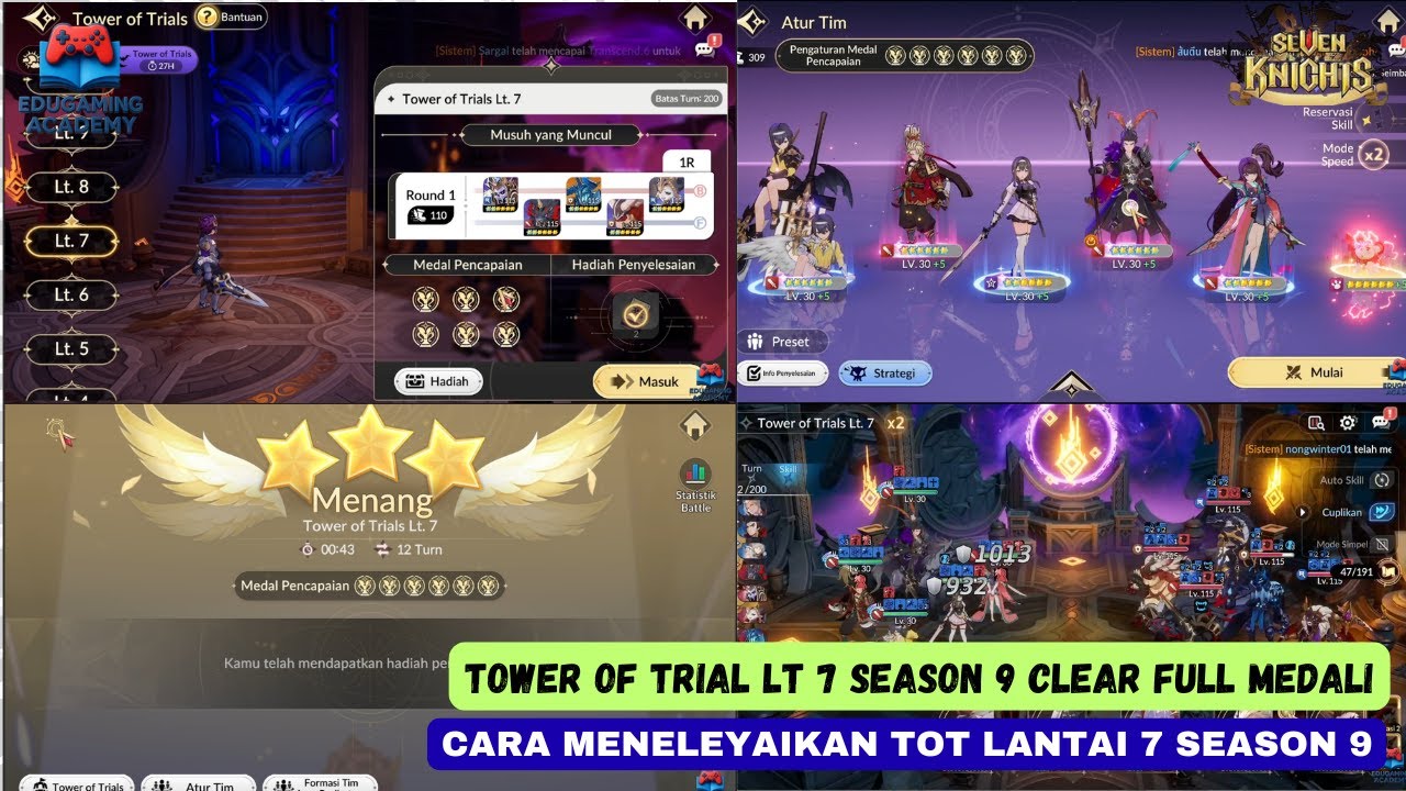 Tower of Trial Lt 7 Season 9! Kupas Tuntas Formasi, Timing Skill, dan Cara Stabil Menaklukkan Lt 7