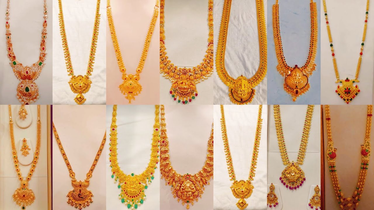 Lightweight gold haram excellent designs with weight | latest gold long haram collections 2025