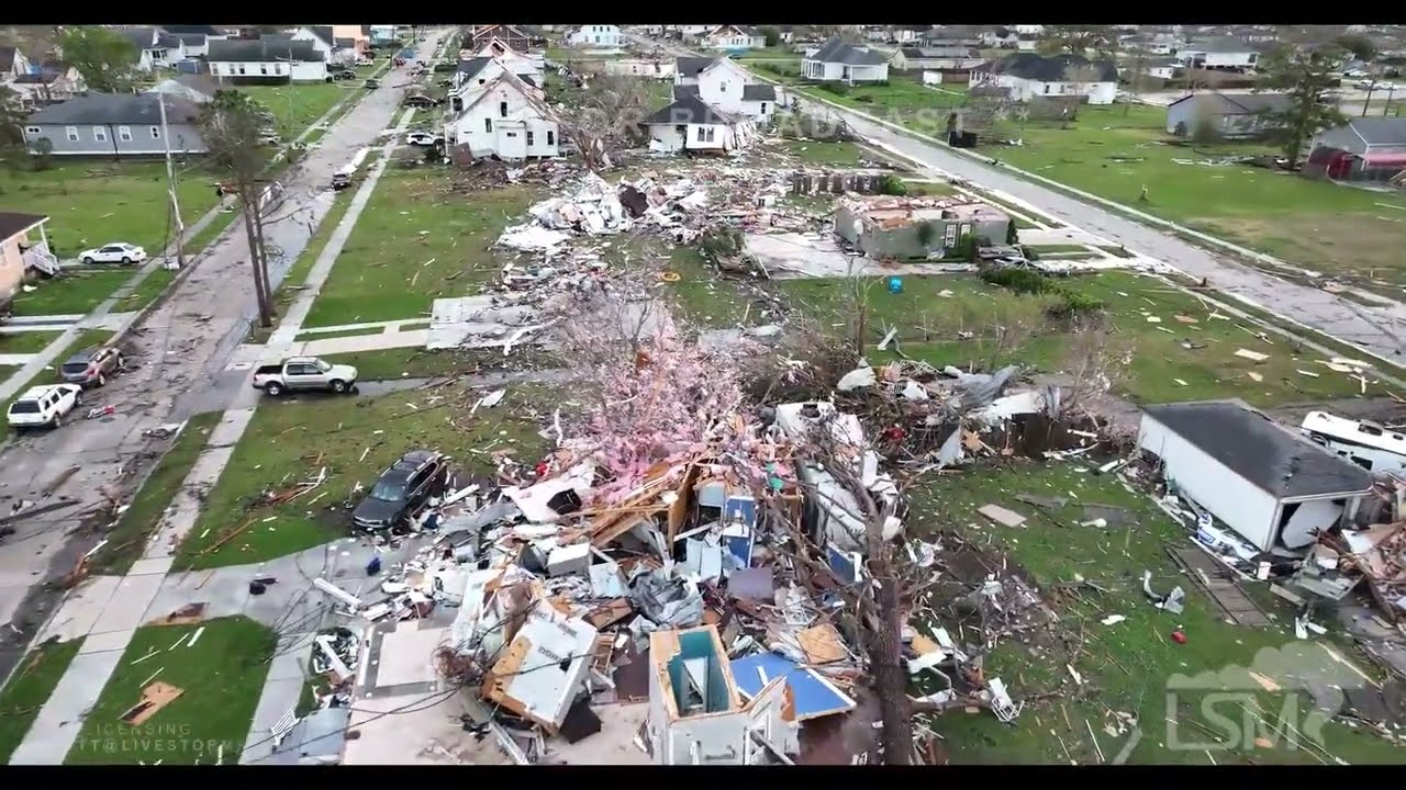 3-22-2022 Arabi, La New Orleans Metro hit by violent tornado- Damage-Drone.