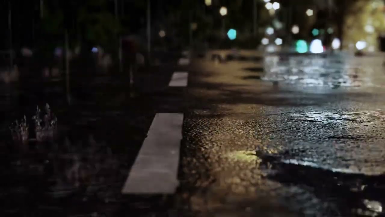 Rain Sounds for Sleep on a Wet Night Street 🌧️ Heavy Rain, No Thunder (1 Hour Black Screen)