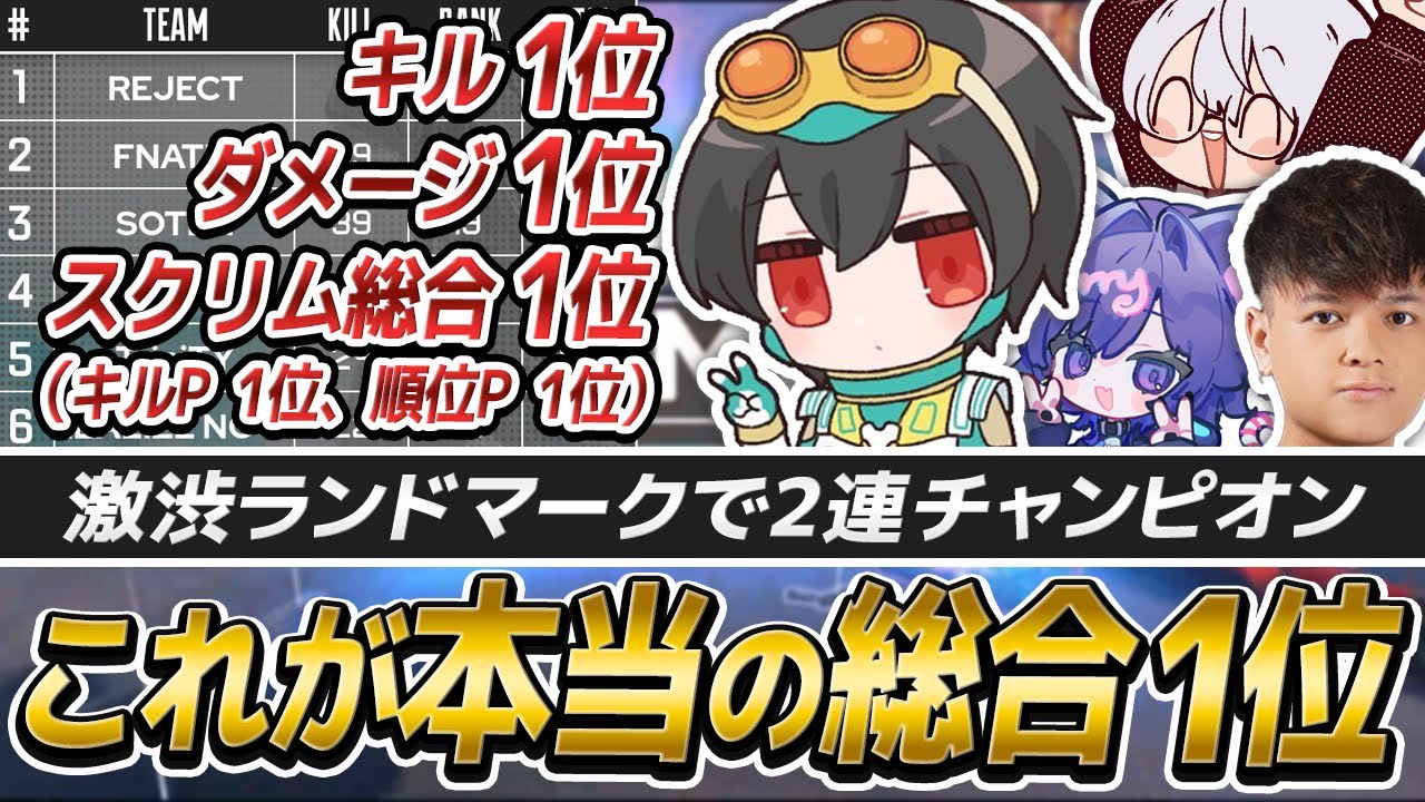スクリム総合1位・キル数1位・ダメージ1位の3冠を獲得する4rufa【APEX/ユリース/Nyanmerry/Wabu/REJECT】