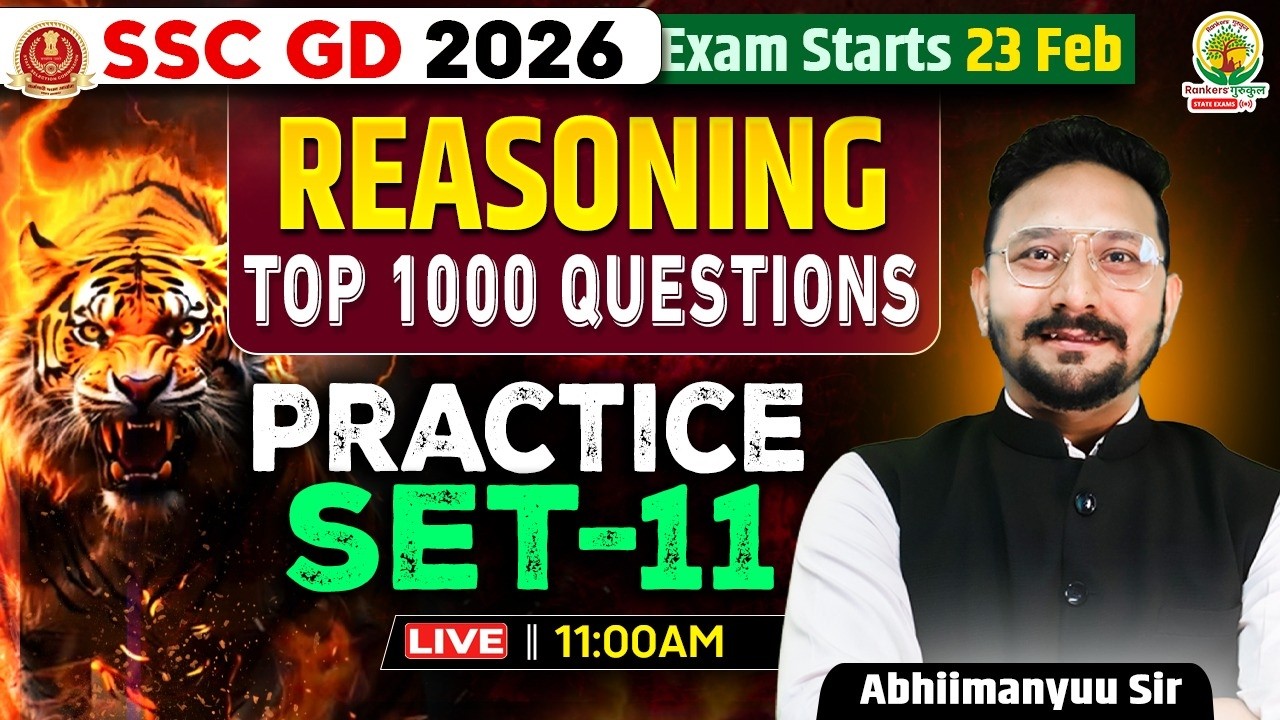 SSC GD 2026 | Reasoning | Top 1000 Questions | Practice Set - 11 | Abhimanyu Sir