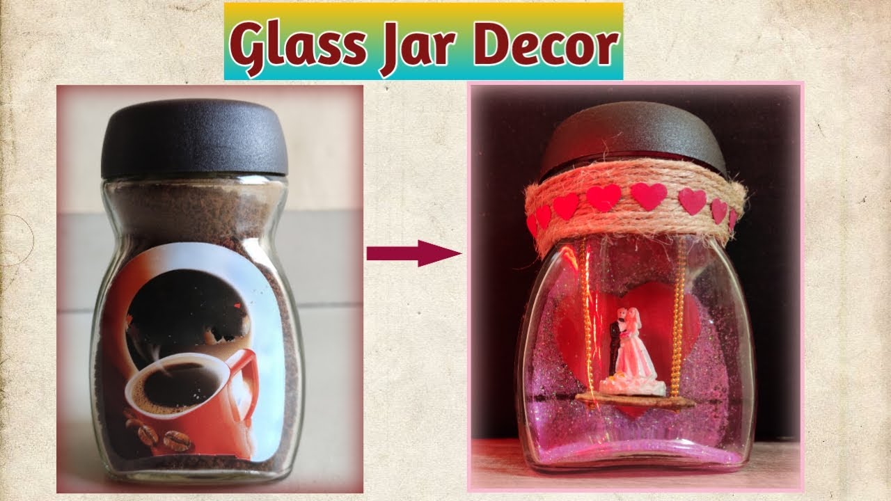 DIY Glass jar decoration | Easy Mason Jar Crafts | Reuse Coffee glass bottle craft | Reuse Jam Jar