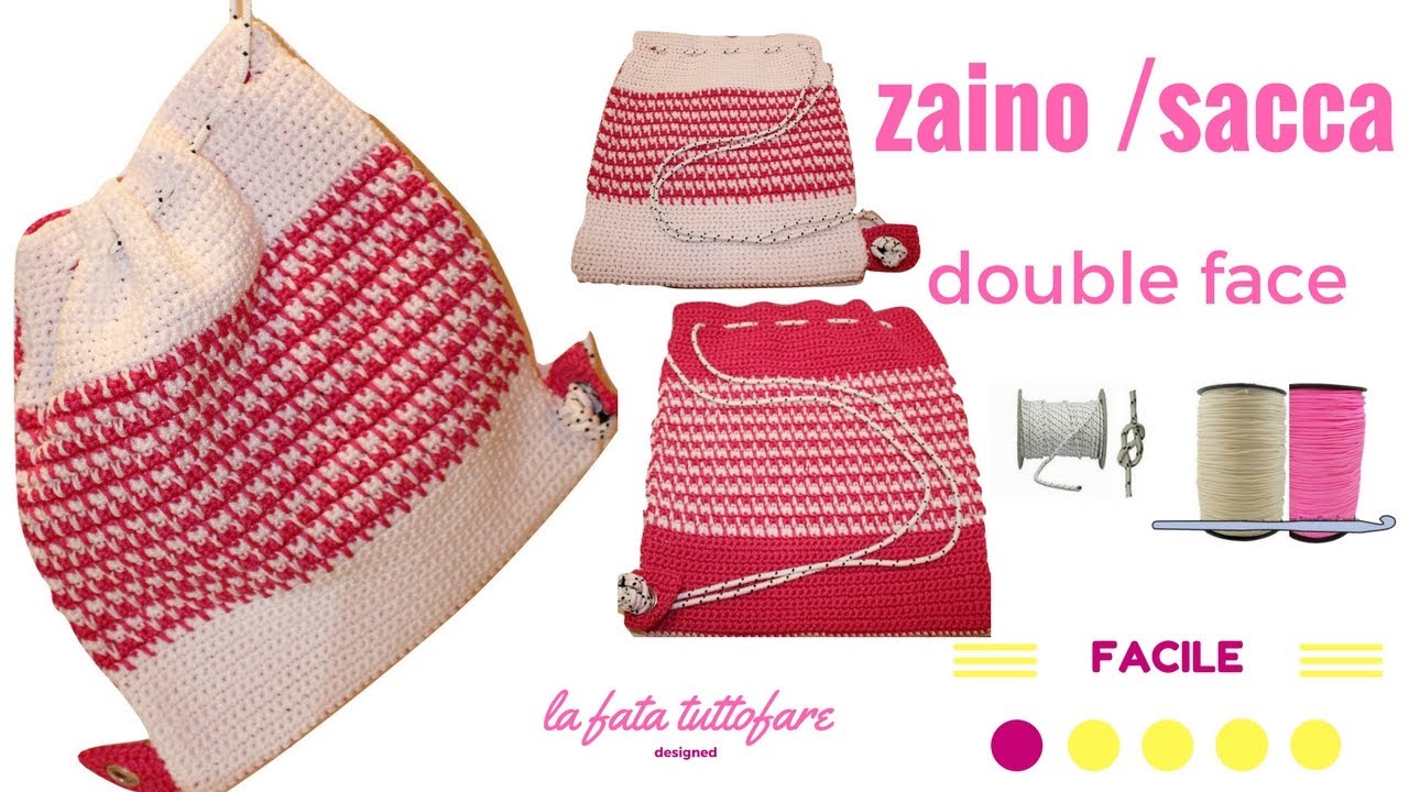 TUTORIAL: zaino sacca double face/borsa mare e tempo libero/ punto pied de poul***lafatatuttofare***
