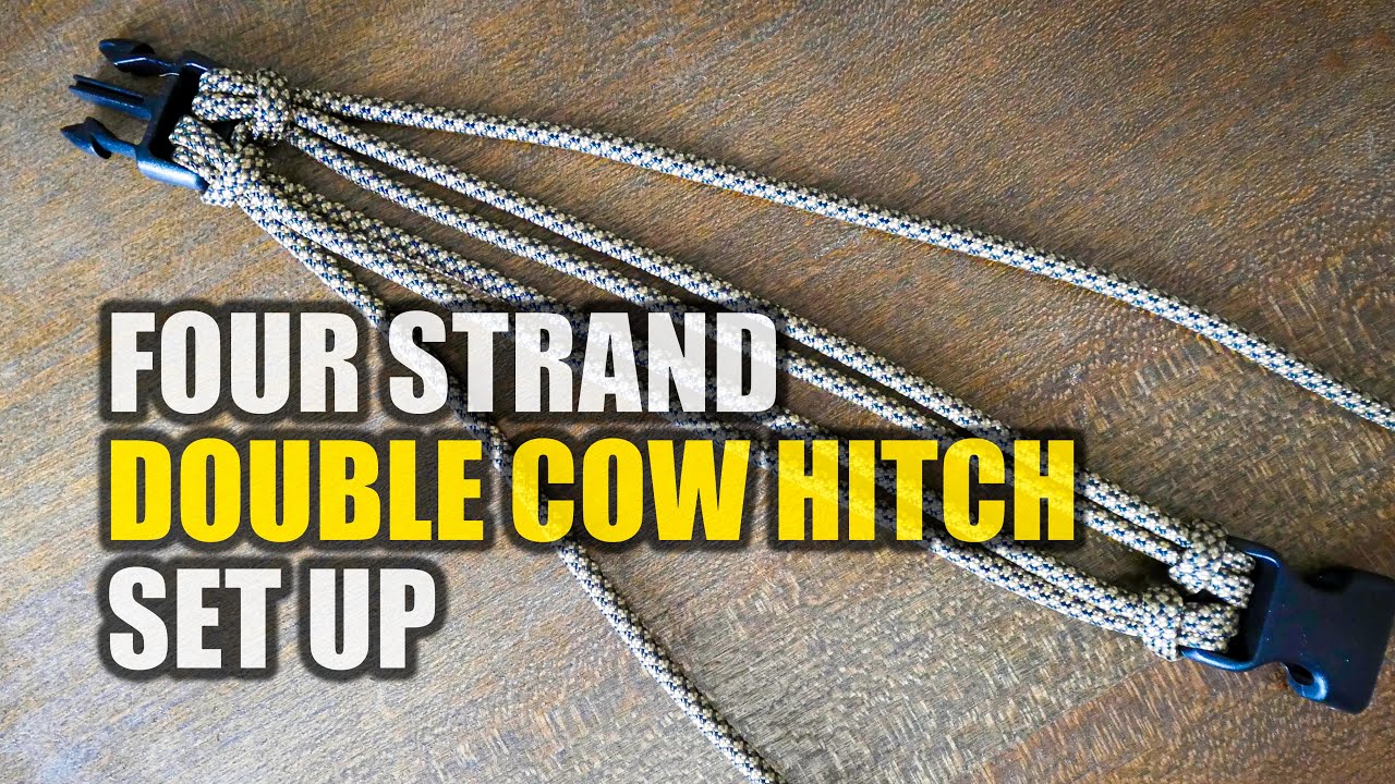 How to Make a Four Strand Core Double Cow's Hitch Paracord Bracelet Set Up with a buckle