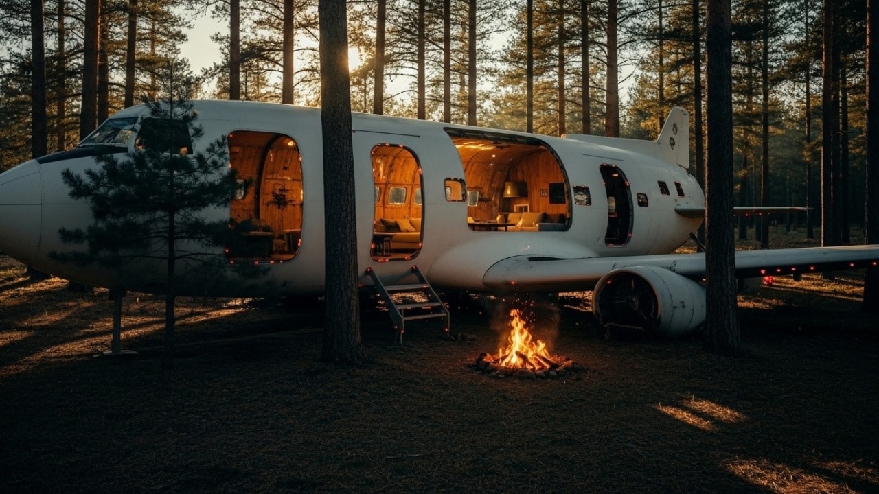 I Turned a Rusted Airplane Into My Dream Off-Grid Home (ASMR)
