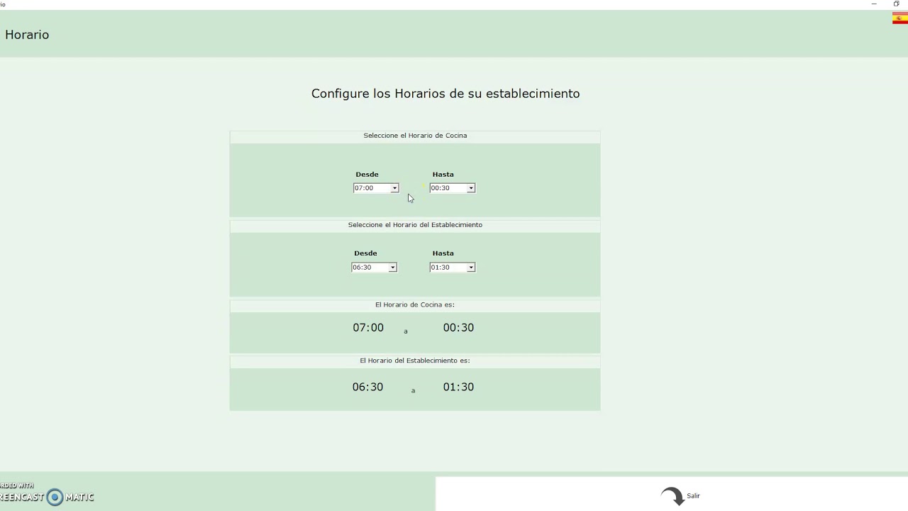 Programa Tpv para Restaurantes GratiSoft configuraci&oacute;n horario