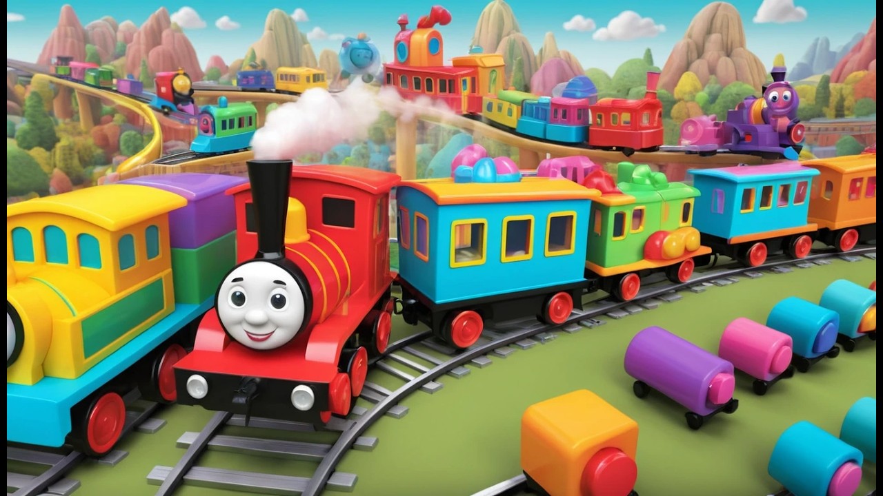 Eight Little Toy Trains Chug Chug Chug | Train Sounds & Counting Song for Kids