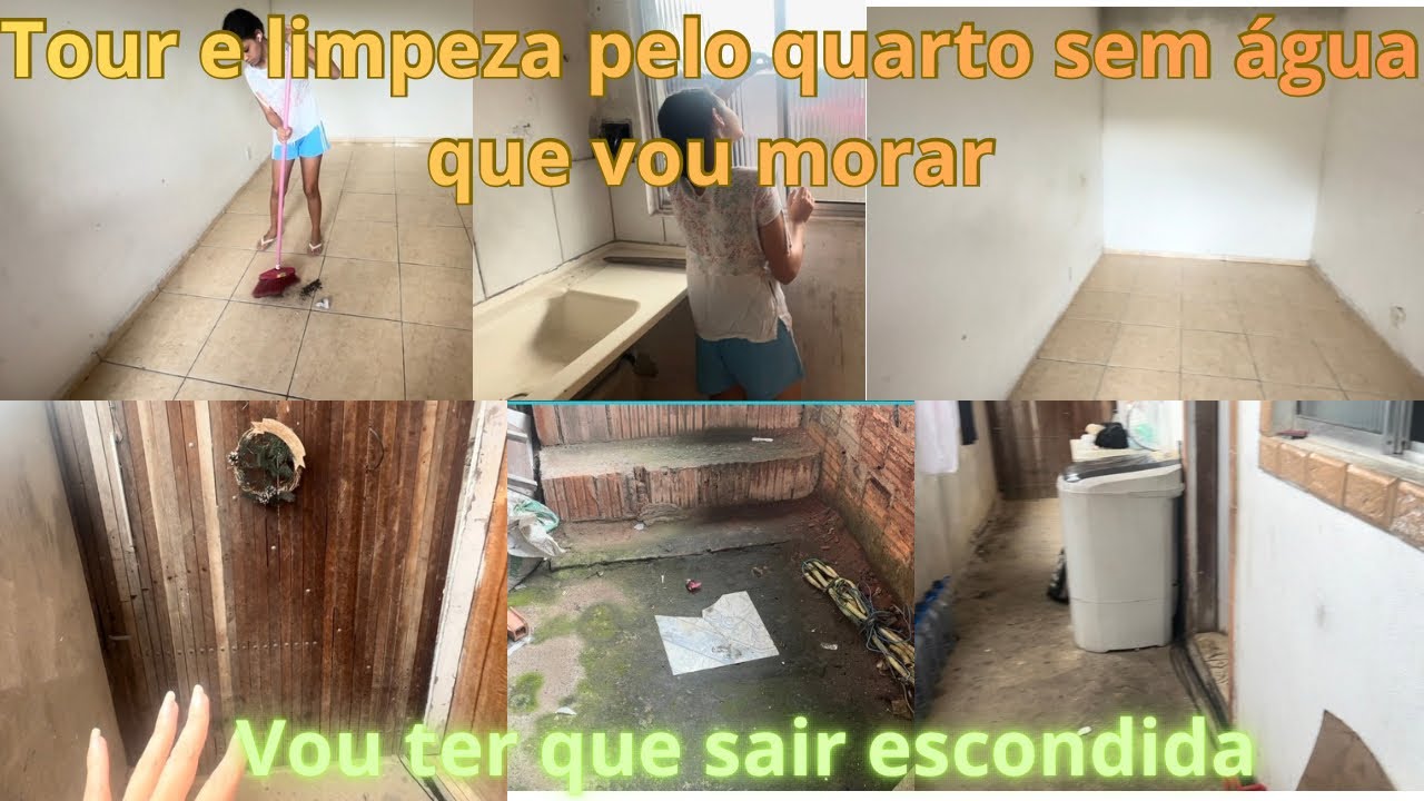 Tour pelo quarto sem água que vou morar e limpeza/vou ter que sair escondido mais uma vez/😞mãe solo 