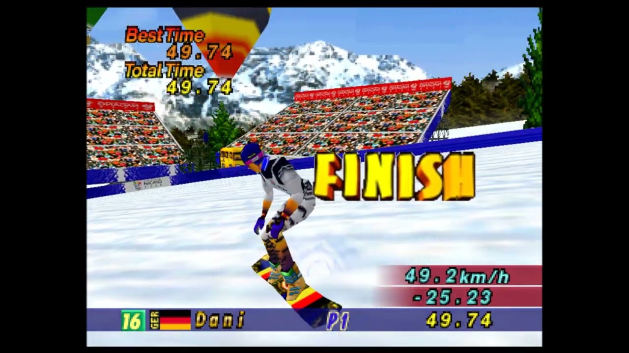 Nagano Winter Olympics ’98 (N64) - Snowboard Giant Slalom - 49.74s