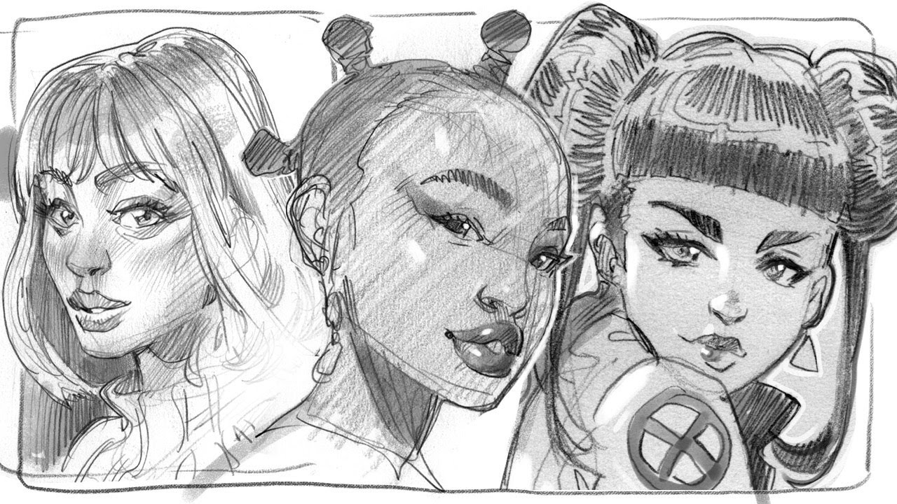 Head Drawing Techniques (Guided) || 3 -10 Minute Studies