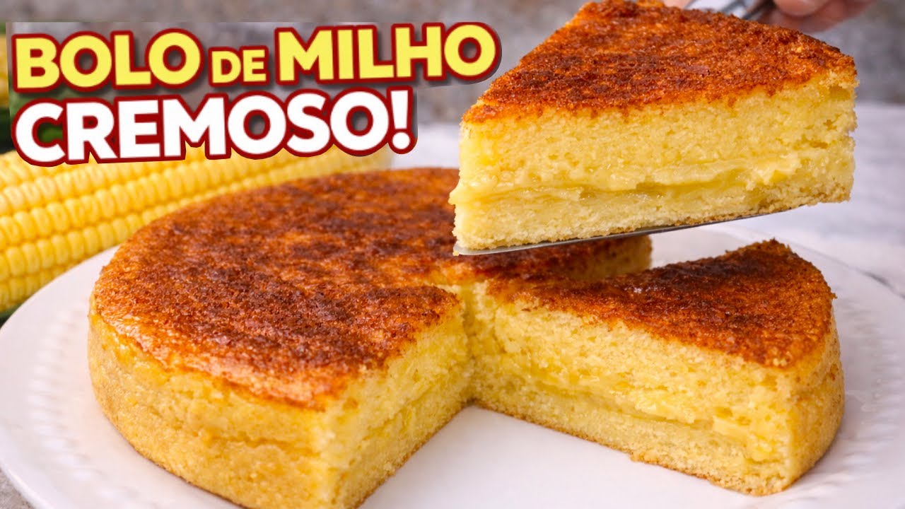 BOLO DE MILHO CREMOSO DE LIQUIDIFICADOR  SEM FARINHA E SEM FUBÁ