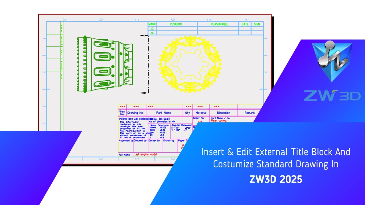 ZW3D - Tutorial - Insert & Edit external Title Block For Customize Standard Drawing
