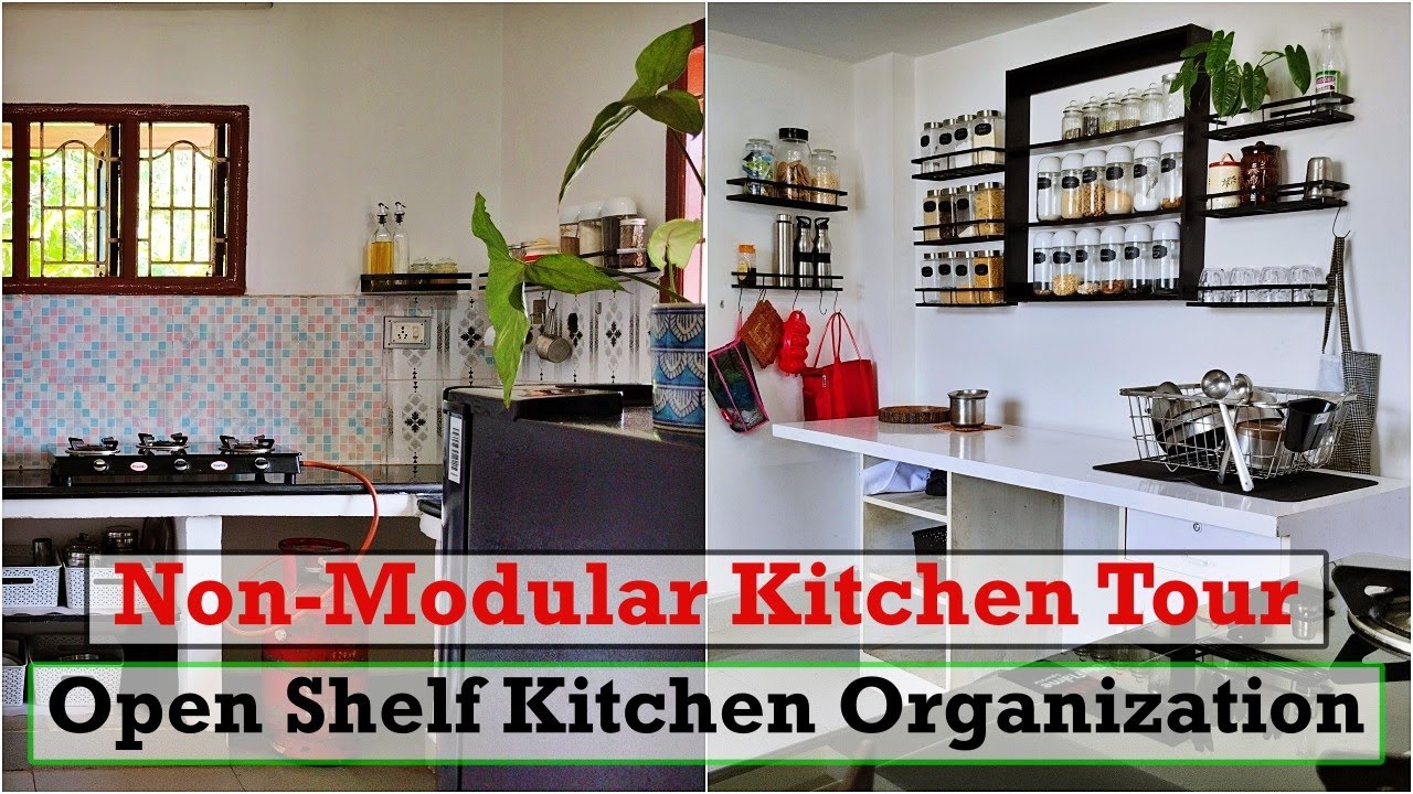 Non-Modular Kitchen Tour (updated) | My minimalist organized kitchen tour in Tamil