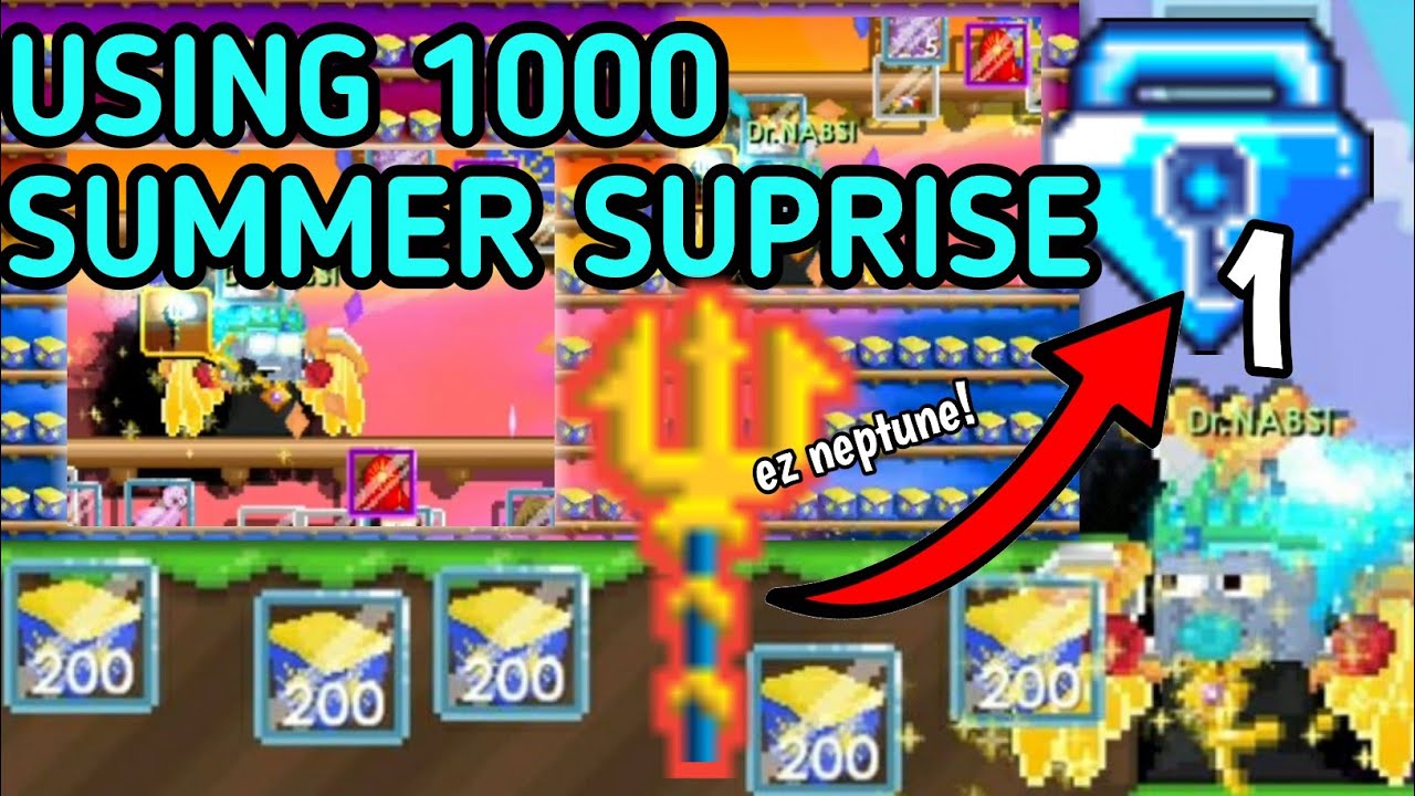 Breaking 1000 summer surprise!  Insane lucky!!!!(1Bgl cost) |GROWTOPIA