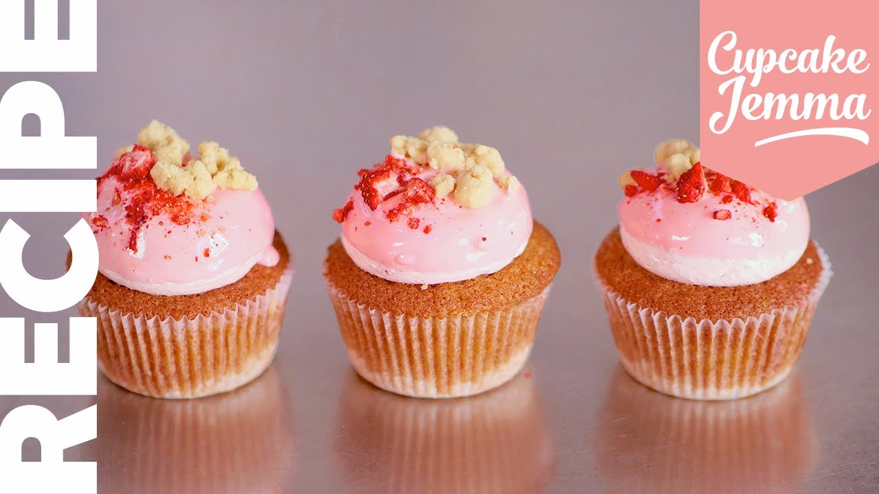 Strawberry Shortcake Cupcake Recipe & Tutorial | Cupcake Jemma