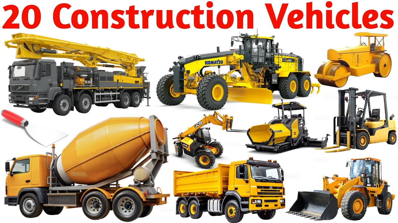 20 Construction Vehicles Names in English  Preschool & Toddler Educational Video Vocabulary Learning