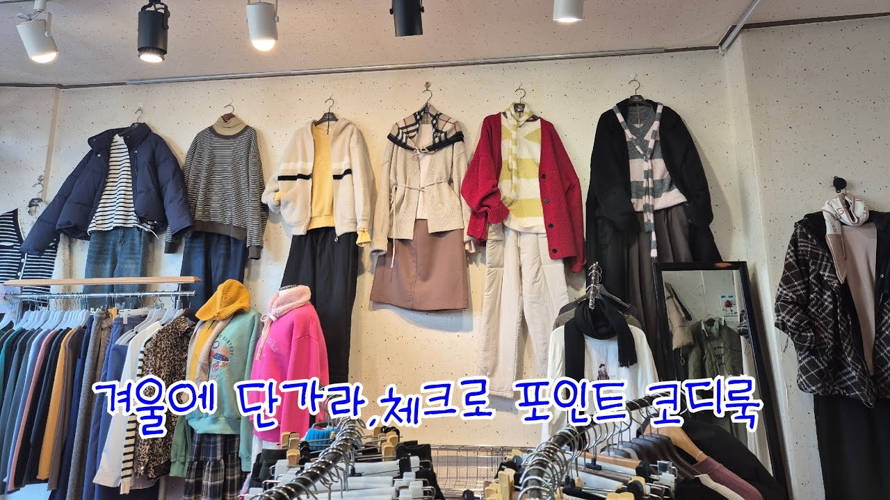 겨울에 단가라 체크로 포인트 코디룩 