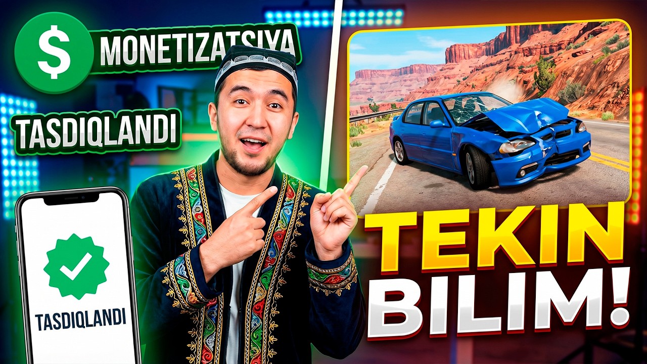 Monetizatsiya + BeamNG + Tekin darslar | YouTube&rsquo;da hammasi BOR! #monetizatsiya#A77-mobile