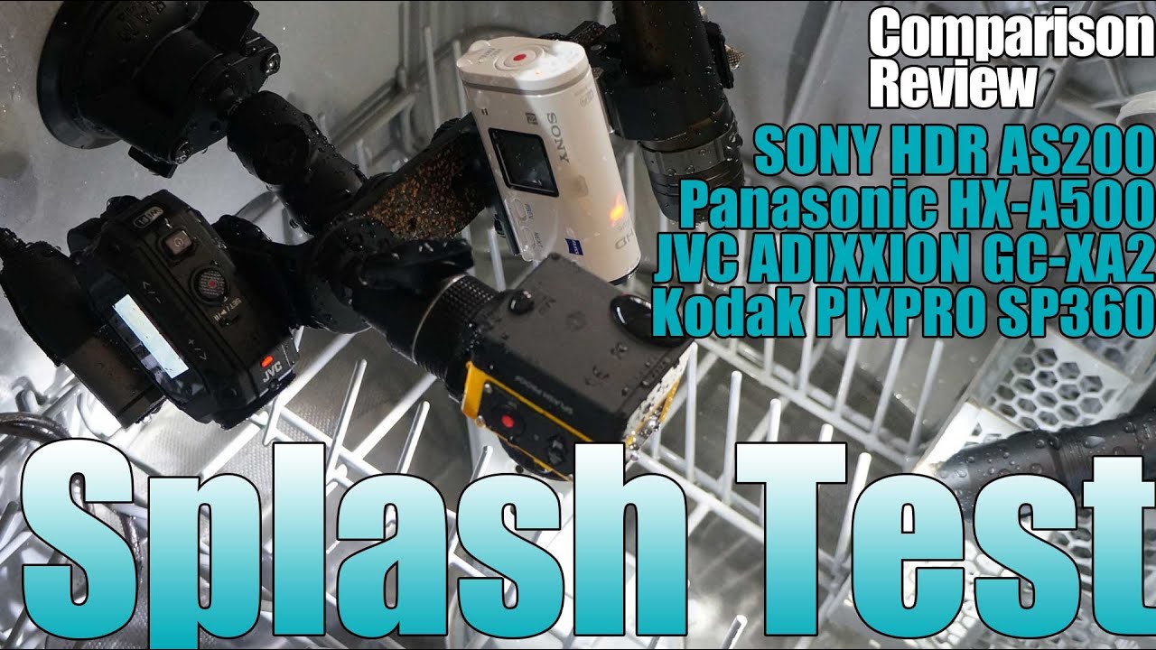 ACTION CAM SONY AS200 PANASONIC HX A500 Splash Test