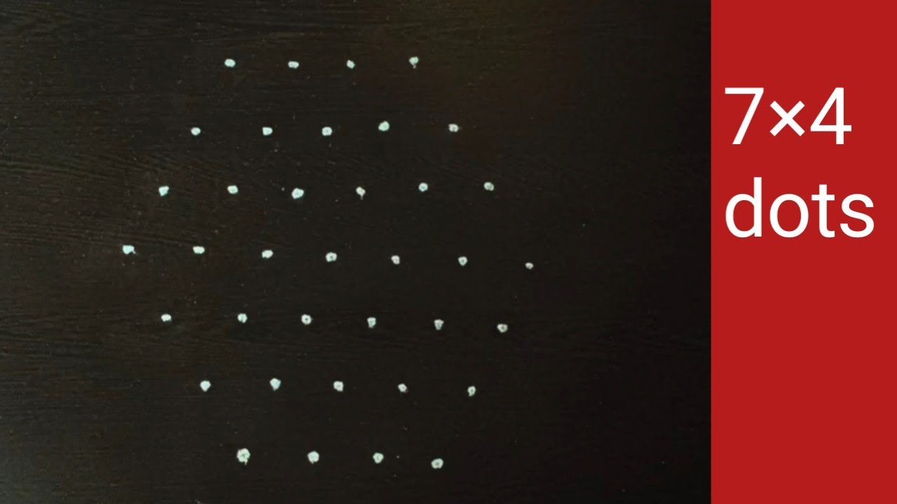 7*4 dots Rangoli Designs | Simple Muggulu | Easy Rangoli | Festival Kolam| Rasy Rangoli for beginner
