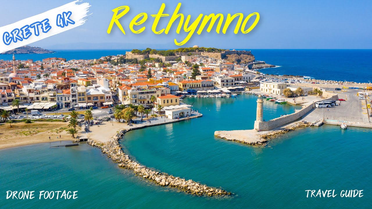 Rethymno Crete Greece 🇬🇷  4K Drone Tour