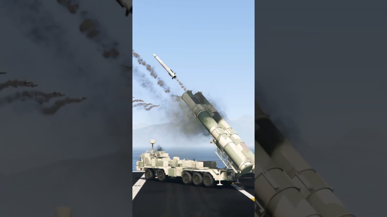 Ground Base Defense System Launch Blasttic Missiles At B-21 Bomber Gtav